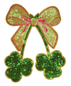 Bow With Clover Patch (Large/Sequin)