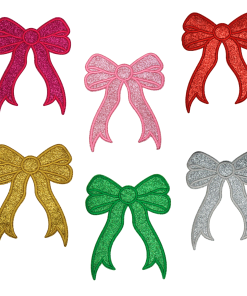 Side Bow Glitter Patch (Medium/Embroidery)