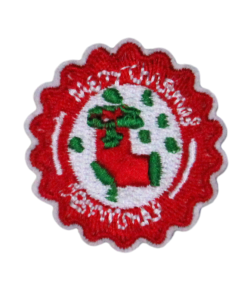 Merry Christmas Red Socks Patch (Small/Embroidery)