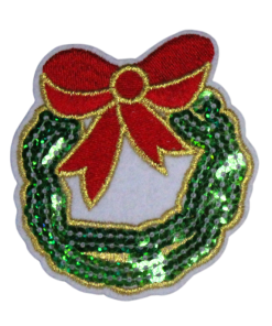 Christmas Garland With Red Bow Patch (Small/Embroidery)