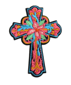 Floral Cross Patch-2 (Small/Embroidery)