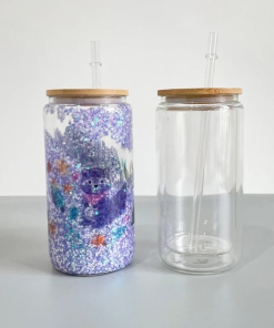 16 Oz Sublimation Snow Globe Glass Can