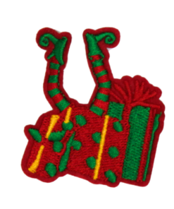 Christmas Elf's Legs And Gift Patch (Small/Embroidery)