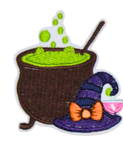 Halloween Witch Hat And Cauldron Patch (Small/Embroidery)