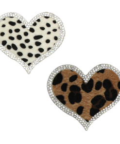 Leopard Print Heart Rhinestone Patch