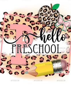 Hello Preschool Pink Leapord DTF Transfer