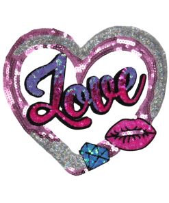 Love Pink Heart Patch (Large/Sequin)