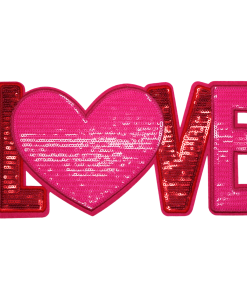 Love Pink Heart Patch (Large/Sequin)