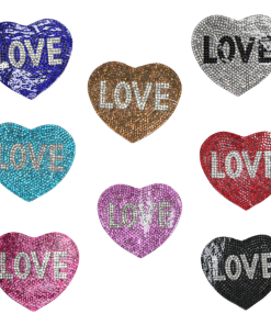 Love Heart Rhinestone Patch