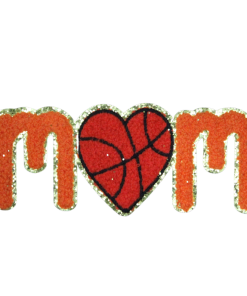 Mom Basket Ball Heart Patch (Small/Chenille)