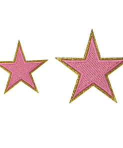 Pink Star Glitter Patch (Small/Embroidery)