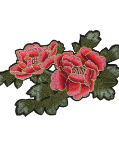 Pink Green Roses Patch (Large/Embroidery)