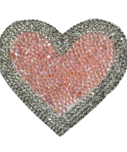 3.1" Inch Pink Heart Rhinestone Patch