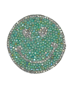 Mint Green Smiley Rhinestone Patch
