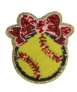 Softball With Bow Patch (Medium/Chenille)