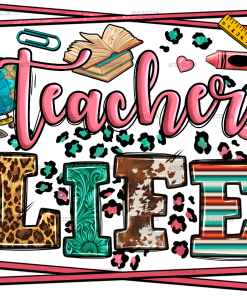 Teacher Life Leopard Frame DTF Transfer