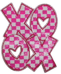 XOXO Pink Checkered Patch (Large/Sequin)