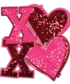 XOXO Neon Pink Heart Patch (Large/Sequin)