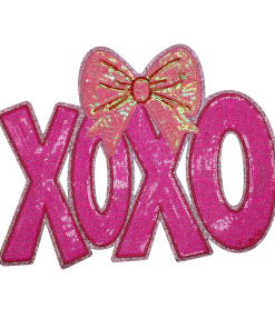 XOXO Pink Bow Patch (Large/Sequin)