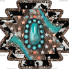 Aztec Cowhide Turquoise DTF Transfer