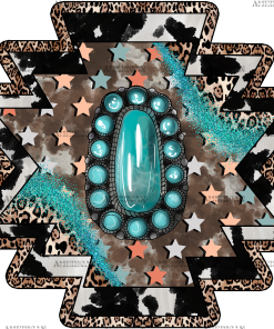 Aztec Cowhide Turquoise DTF Transfer