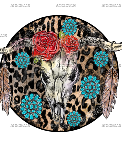 Bull Skull Leopard DTF Transfer