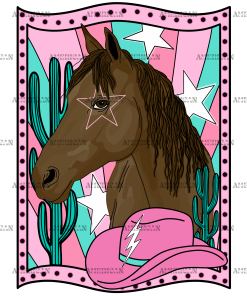 Candy Pink Horse DTF Transfer