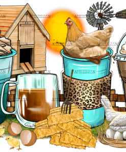 Chicken Coffee Cups DTF Transfer
