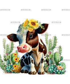 Cow And Sunflower DTF Transfer