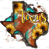 Cowhide Sunflower Texas Map DTF Transfer