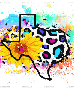 Cowhide Sunflower Texas Map 2 DTF Transfer