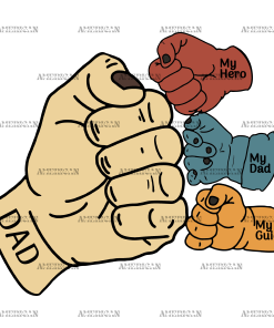 Dad With Three Children DTF Transfer