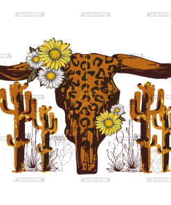 Dry Cactus And Bull Skull DTF Transfer