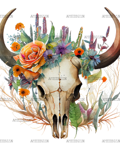 Floral Skull DTF Transfer