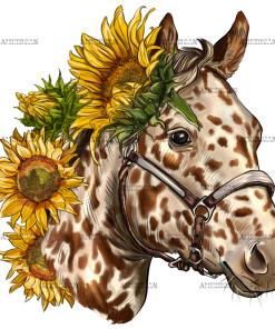 Horse With Sunflowers-1 DTF Transfer
