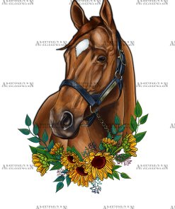 Horse With Sunflowers-2 DTF Transfer