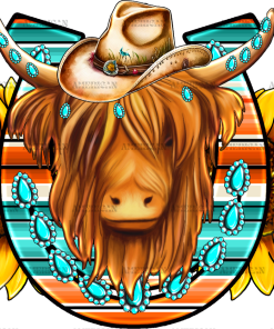 Horseshoe Cow Sunflower DTF Transfer