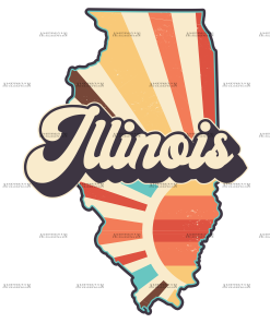 Retro Illinois Map DTF Transfer