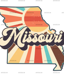 Retro Missouri Map DTF Transfer