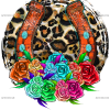 Rose And Horseshoe Leopard DTF Transfer