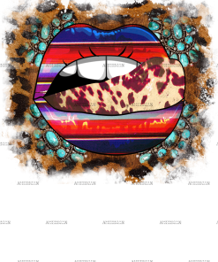 Serape Lips With CowHide DTF Transfer