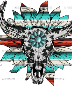 Sunflower And Boho Skull DTF Transfer