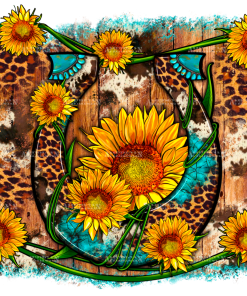 Sunflower Gemstone Leopard Cowhide DTF Transfer
