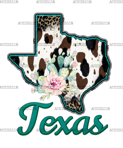 Texas Cactus Cowhide DTF Transfer