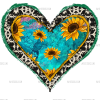 Turqoise Sunflower Heart Cowhide DTF Transfer