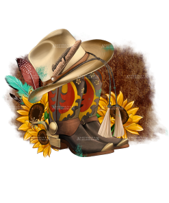 Western Boots And Hat Cowboy DTF Transfer