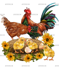 Western Chicken Family DTF Transfer