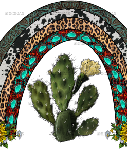 Western Rainbow Cactus DTF Transfer