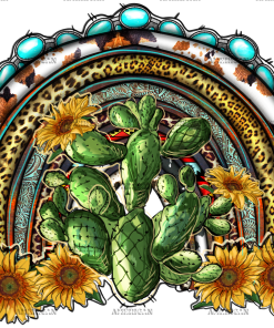 Western Rainbow With Cactus DTF Transfer