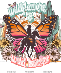Wild Flowers And Wild Horses DTF Transfer